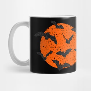 Distressed Bats And Orange Moon Circle Design Mug